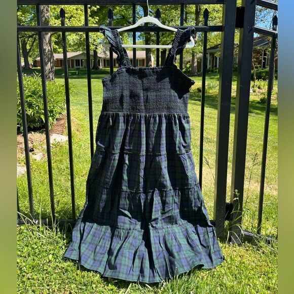 J Crew Tartan Plaid Cotton Smocked Tiered Midi Nap Dress NWT - Picture 7 of 10
